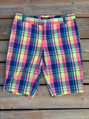 Polo Golf Ralph Lauren Shorts Women's 2 Plaid Lightweight 11" Bermuda Preppy
